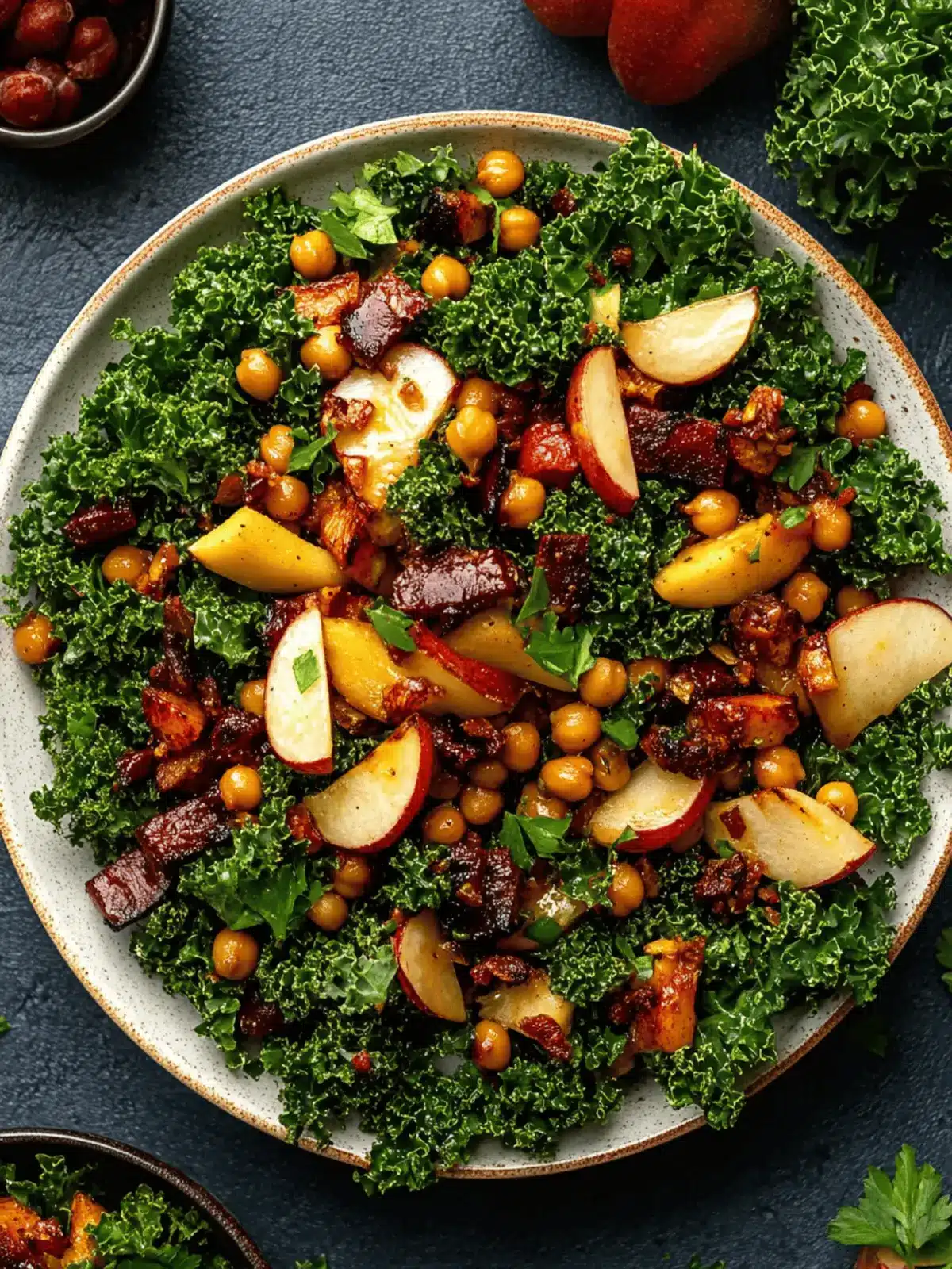 Fall Harvest BBQ Chickpea Kale Salad with Honey Mustard Dressing