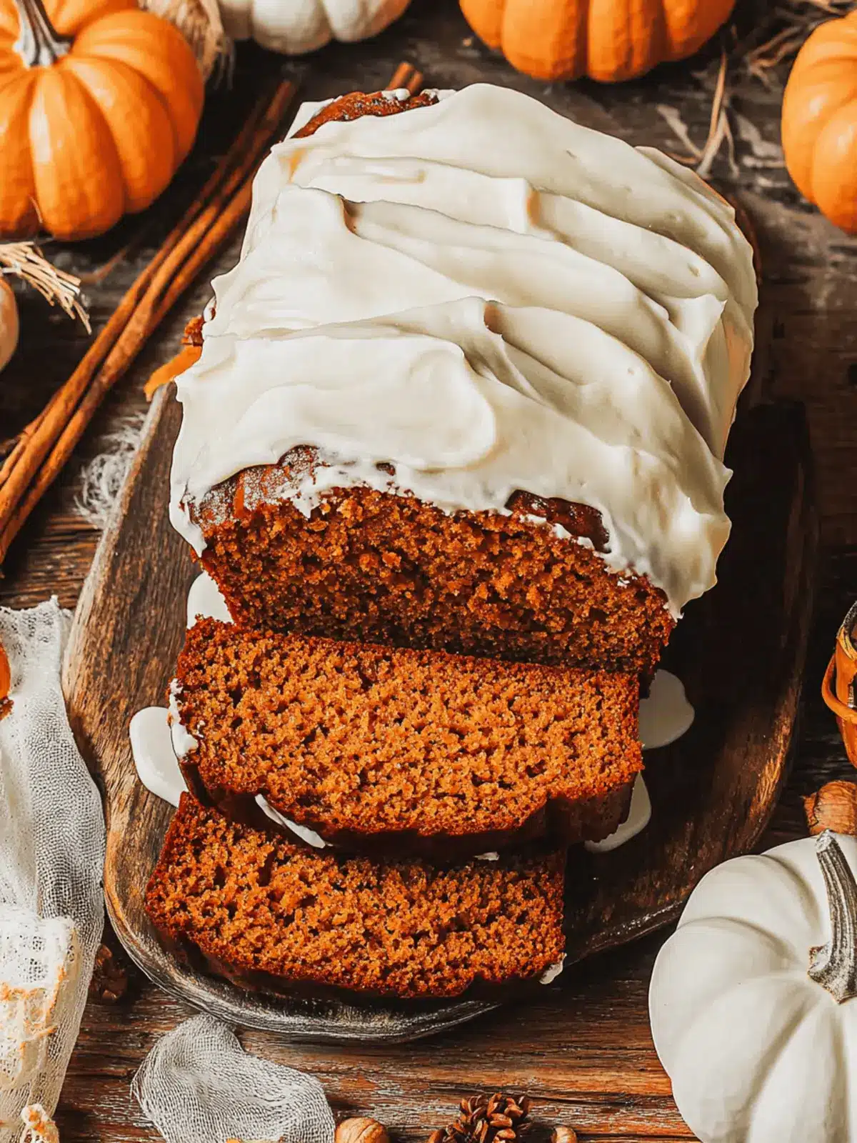 Pumpkin Bread with Cream Cheese Frosting