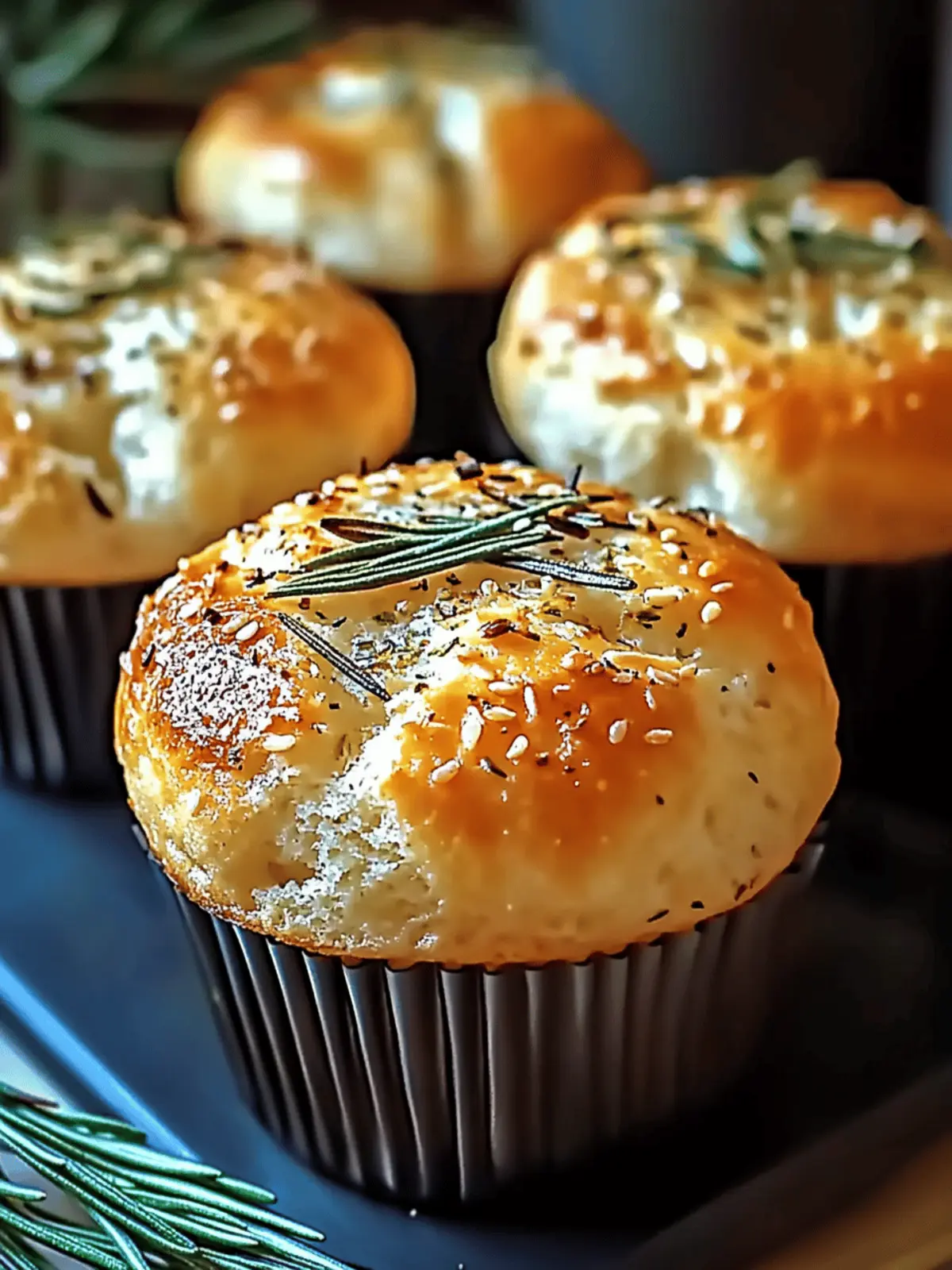 Easy Garlic Rosemary Focaccia Muffins