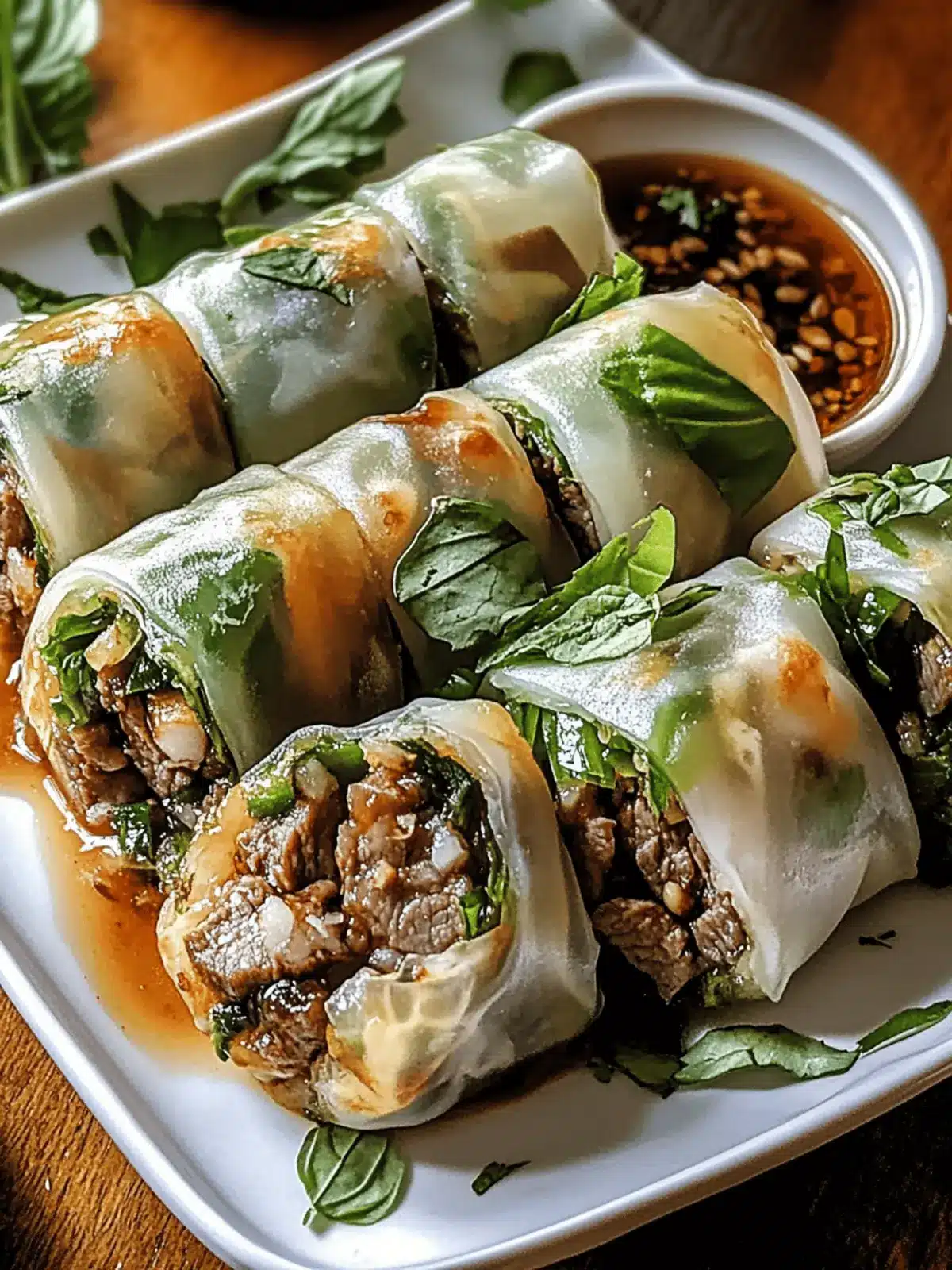 Thai Basil Beef Rolls