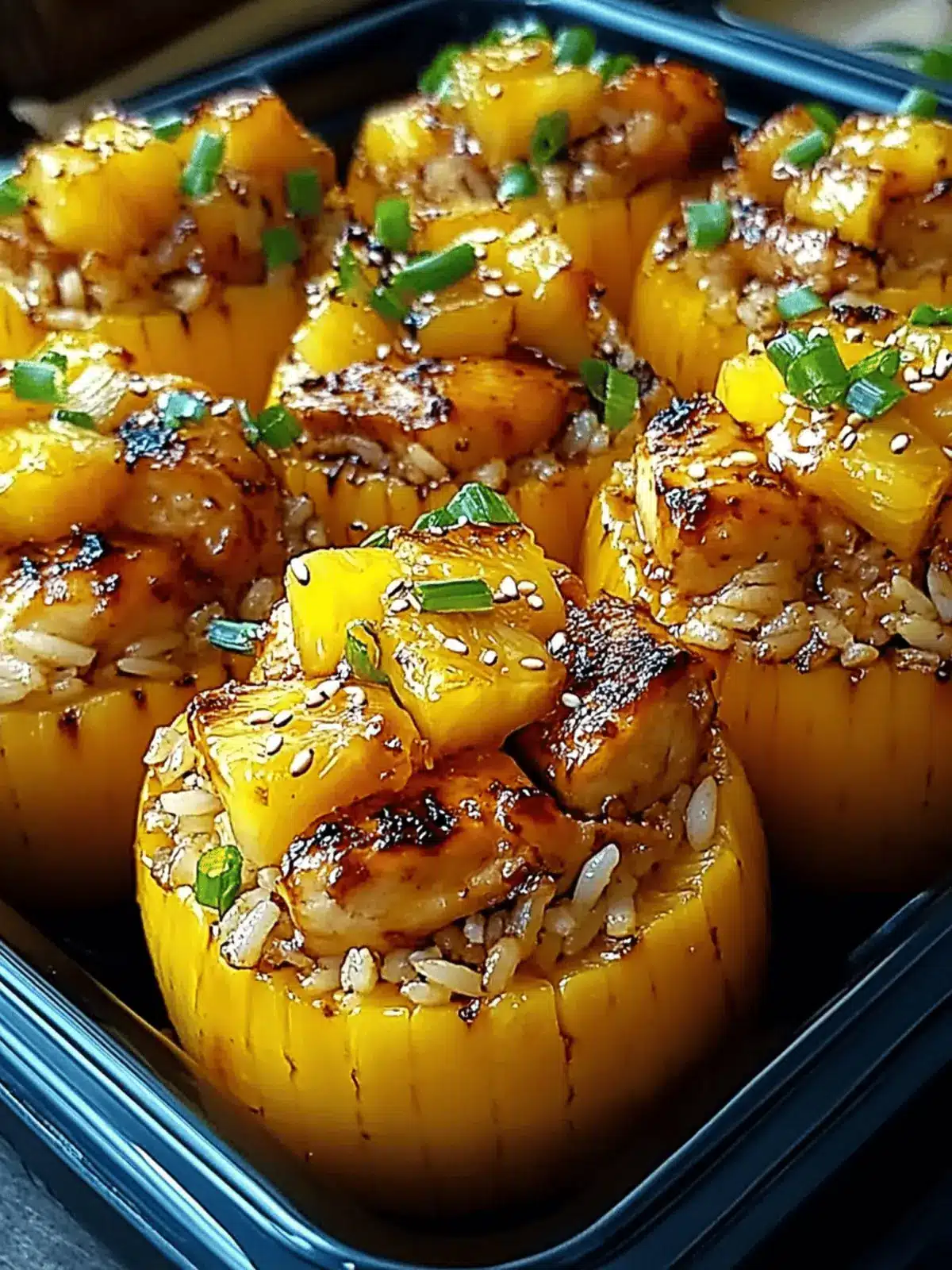 Teriyaki Pineapple Chicken and Rice Stuffed