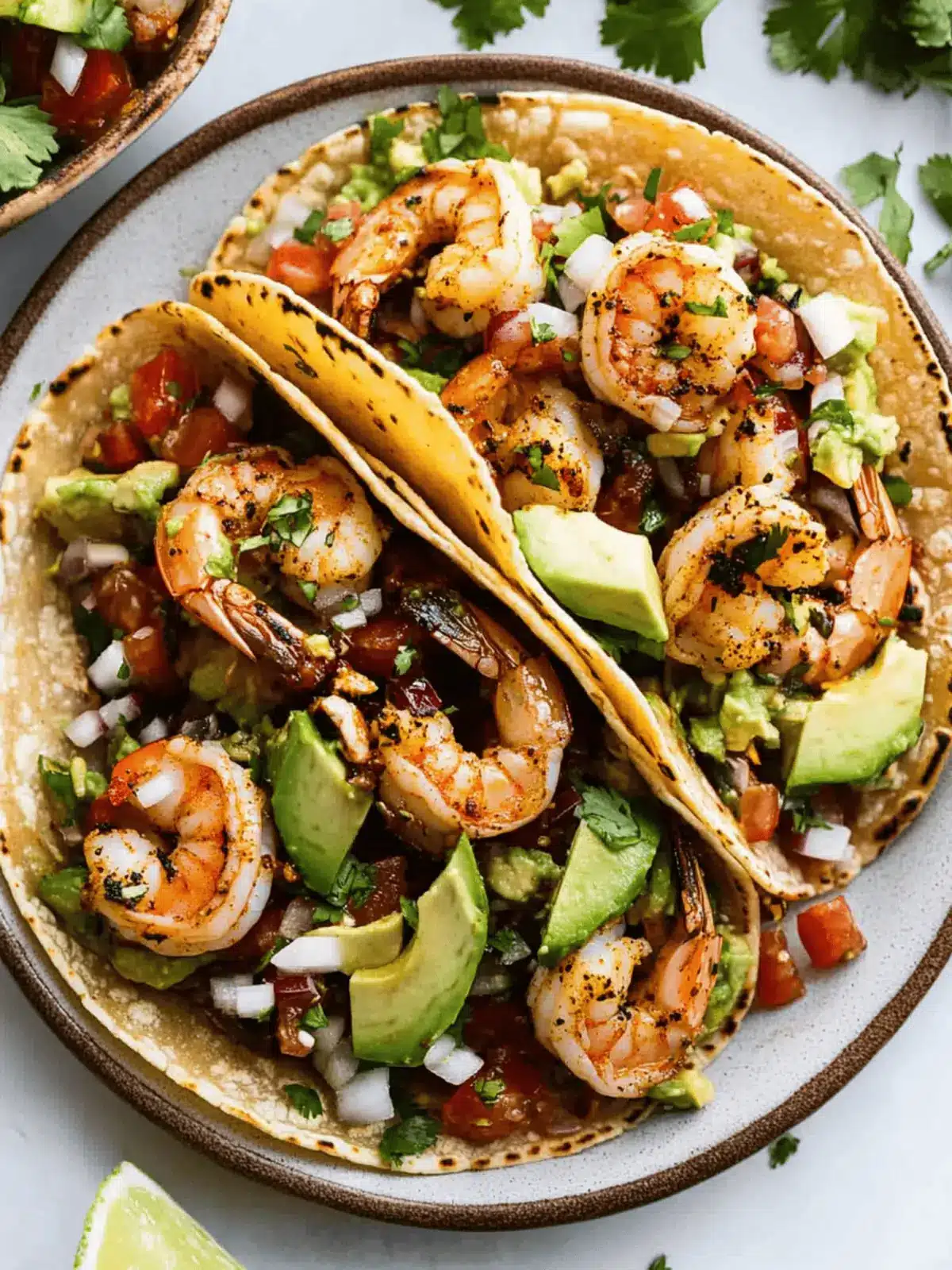 Blackened Cajun Shrimp Tacos with Avocado Salsa