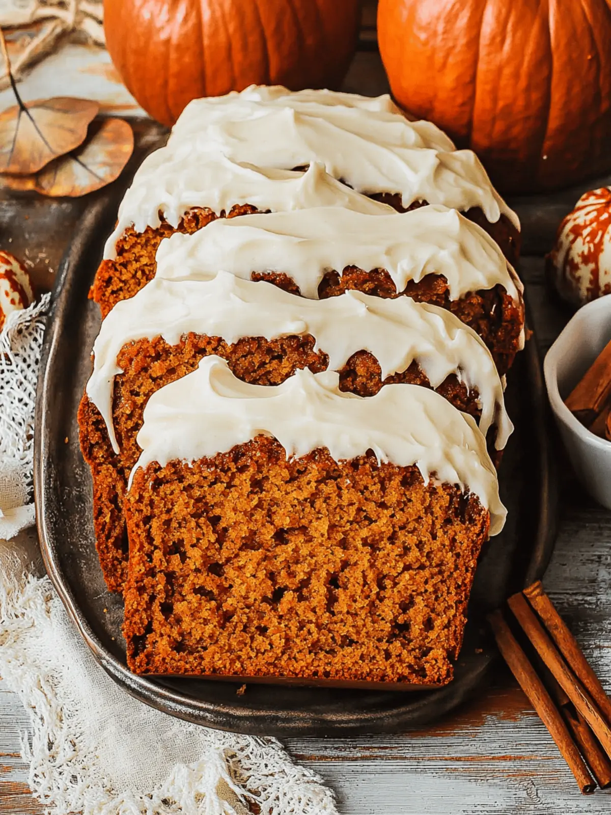 Pumpkin Bread with Cream Cheese Frosting