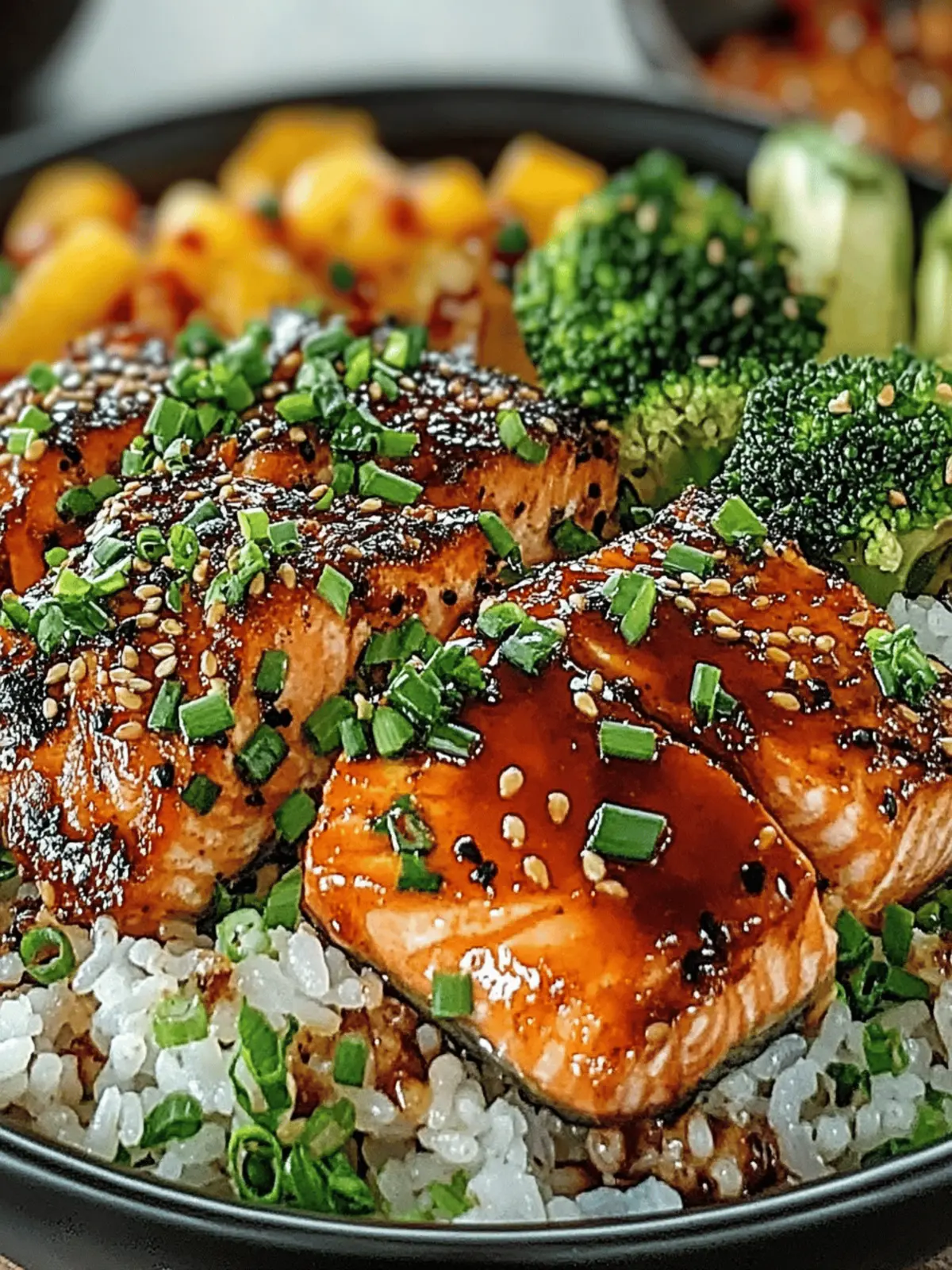 Spicy Honey Glazed Salmon Rice Bowl