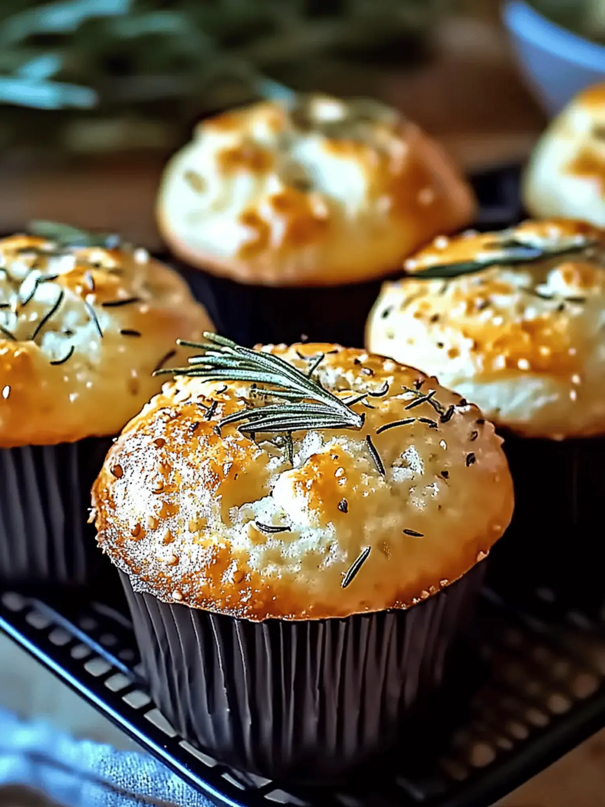 Easy Garlic Rosemary Focaccia Muffins