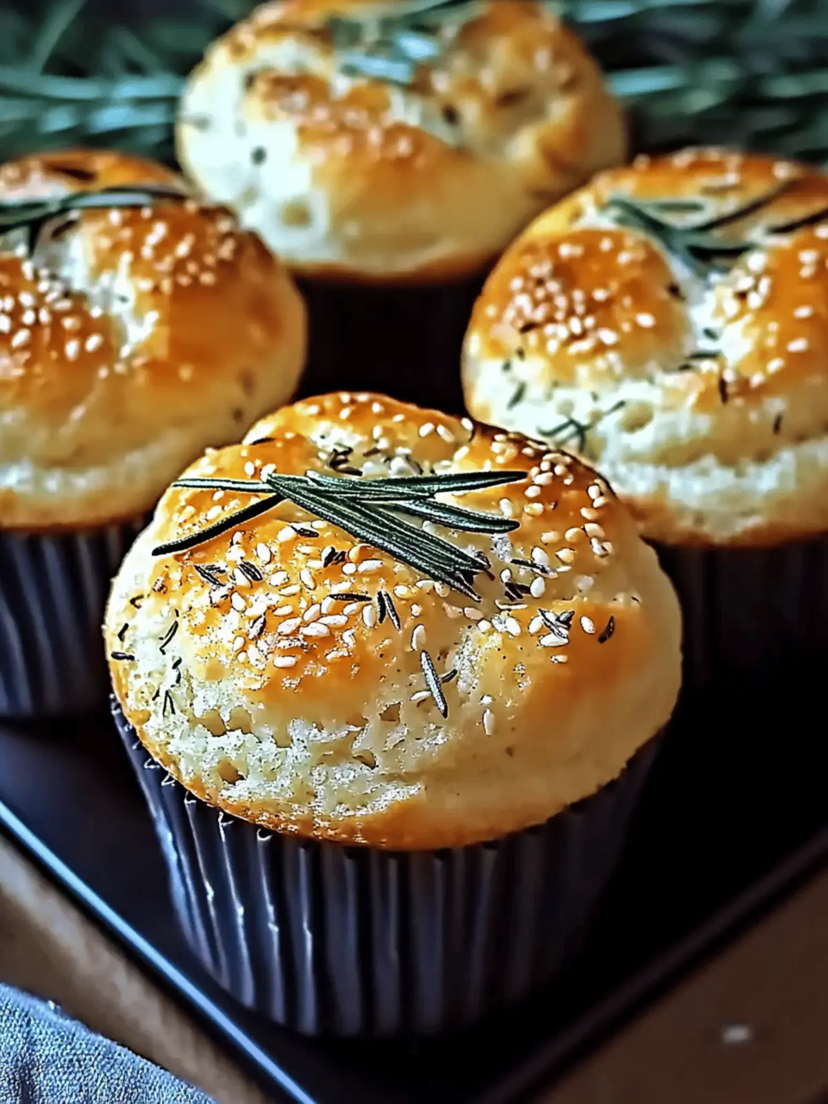 Easy Garlic Rosemary Focaccia Muffins