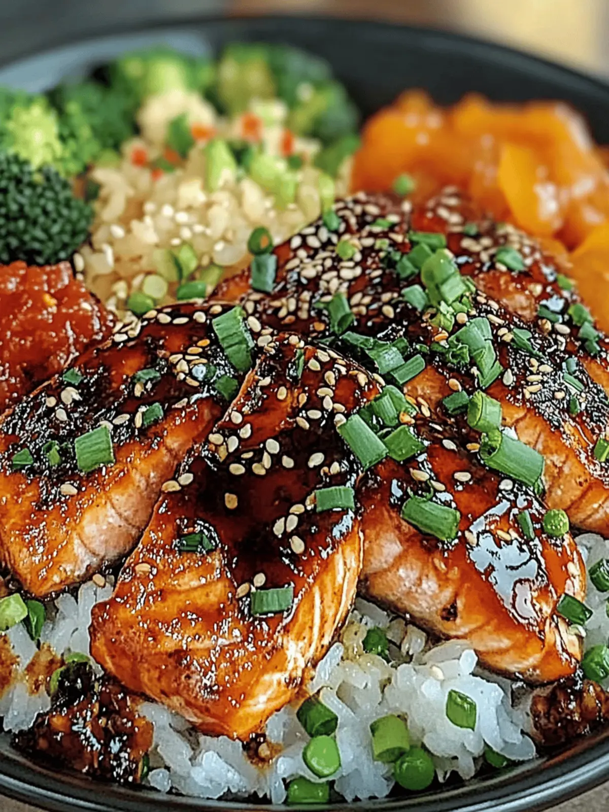 Spicy Honey Glazed Salmon Rice Bowl