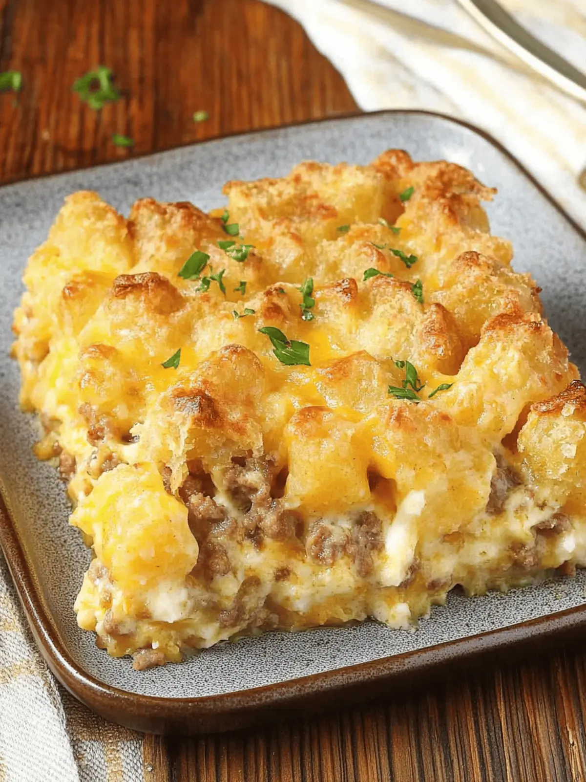 Tater Tot Breakfast Casserole with Sausage