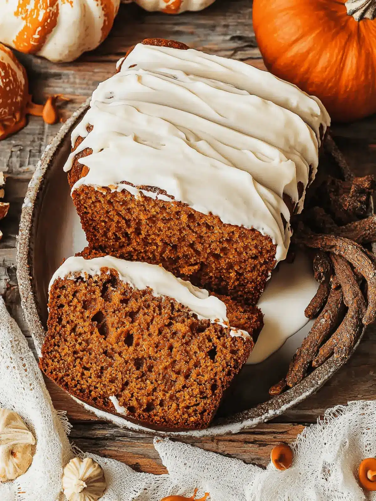Pumpkin Bread with Cream Cheese Frosting