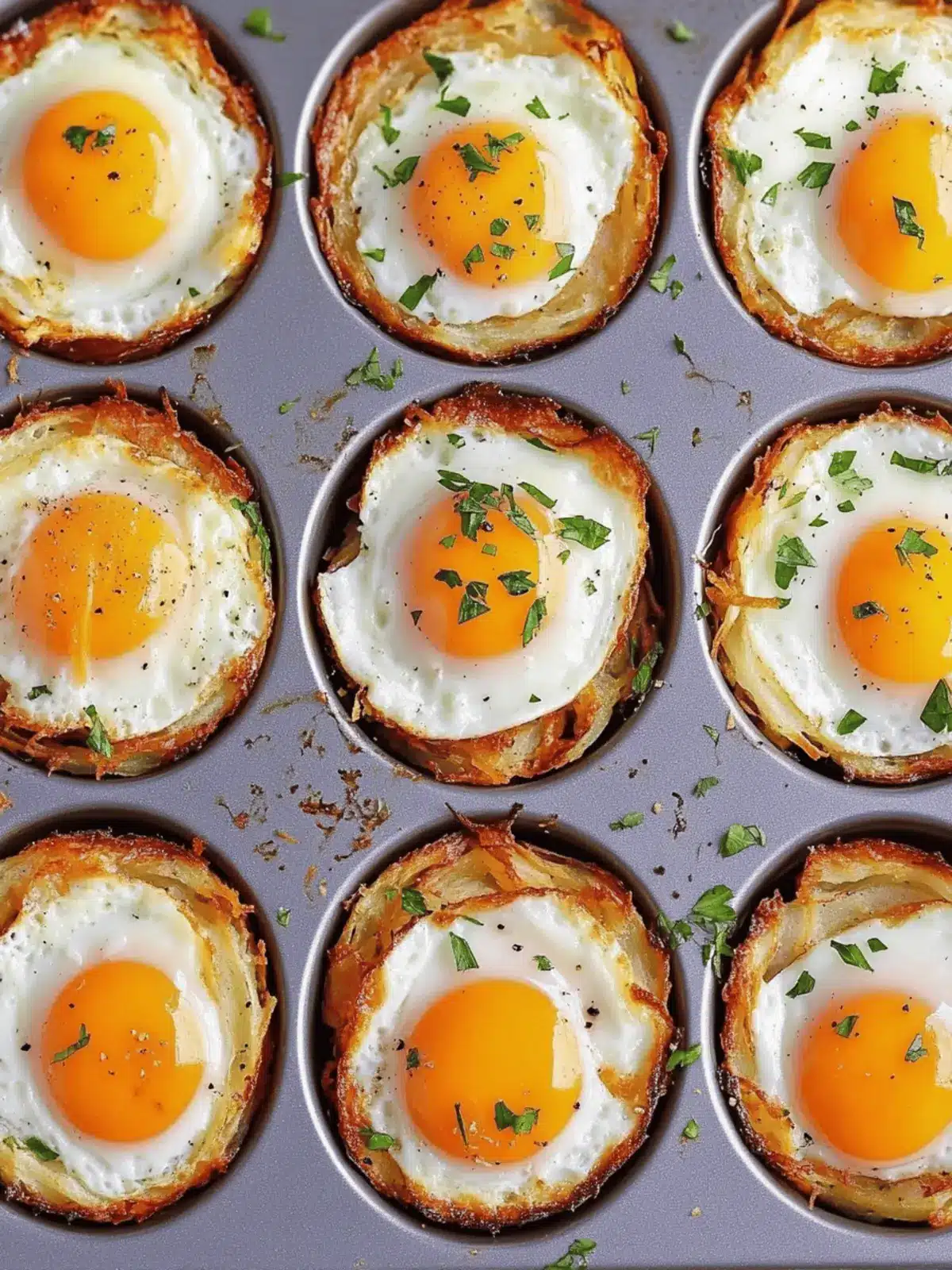 Cheesy Hash Brown Cups with Baked Eggs