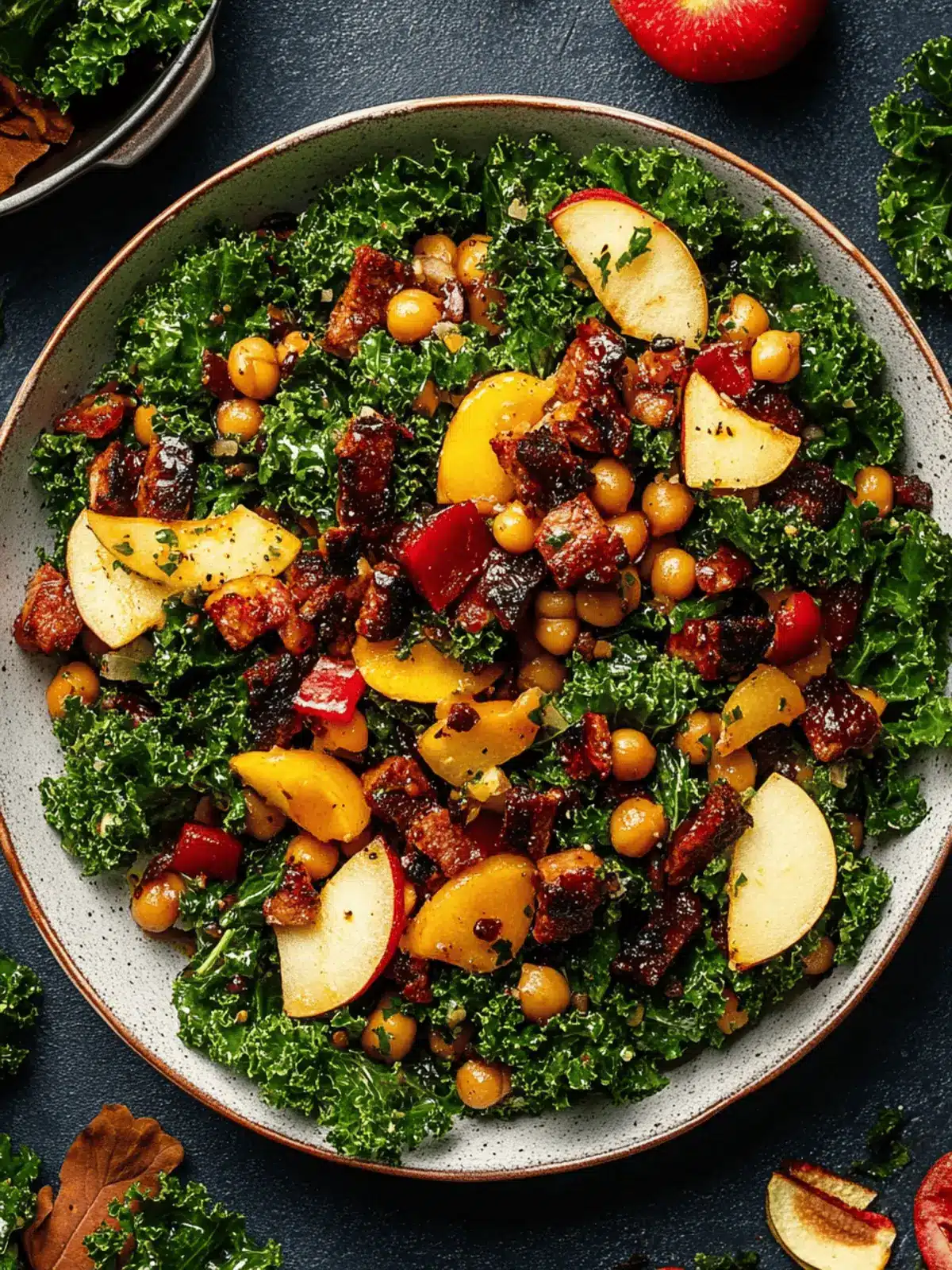 Fall Harvest BBQ Chickpea Kale Salad with Honey Mustard Dressing