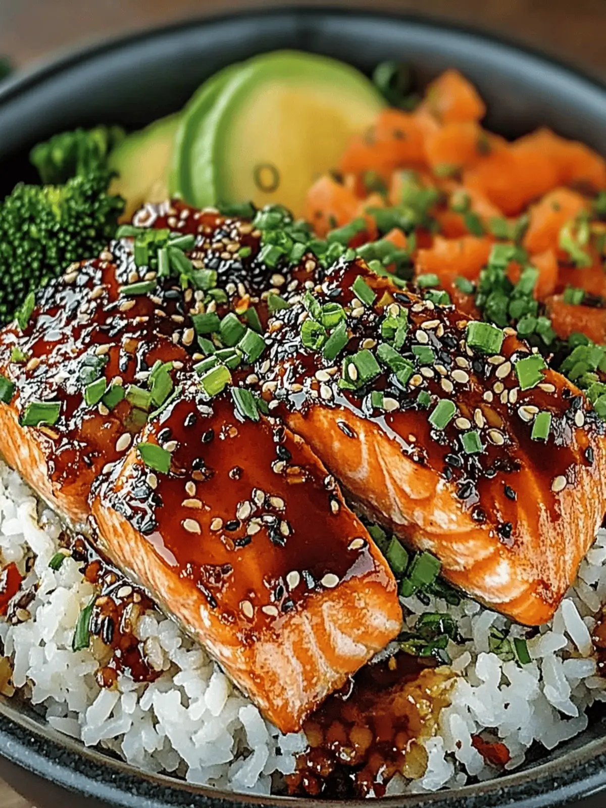 Spicy Honey Glazed Salmon Rice Bowl