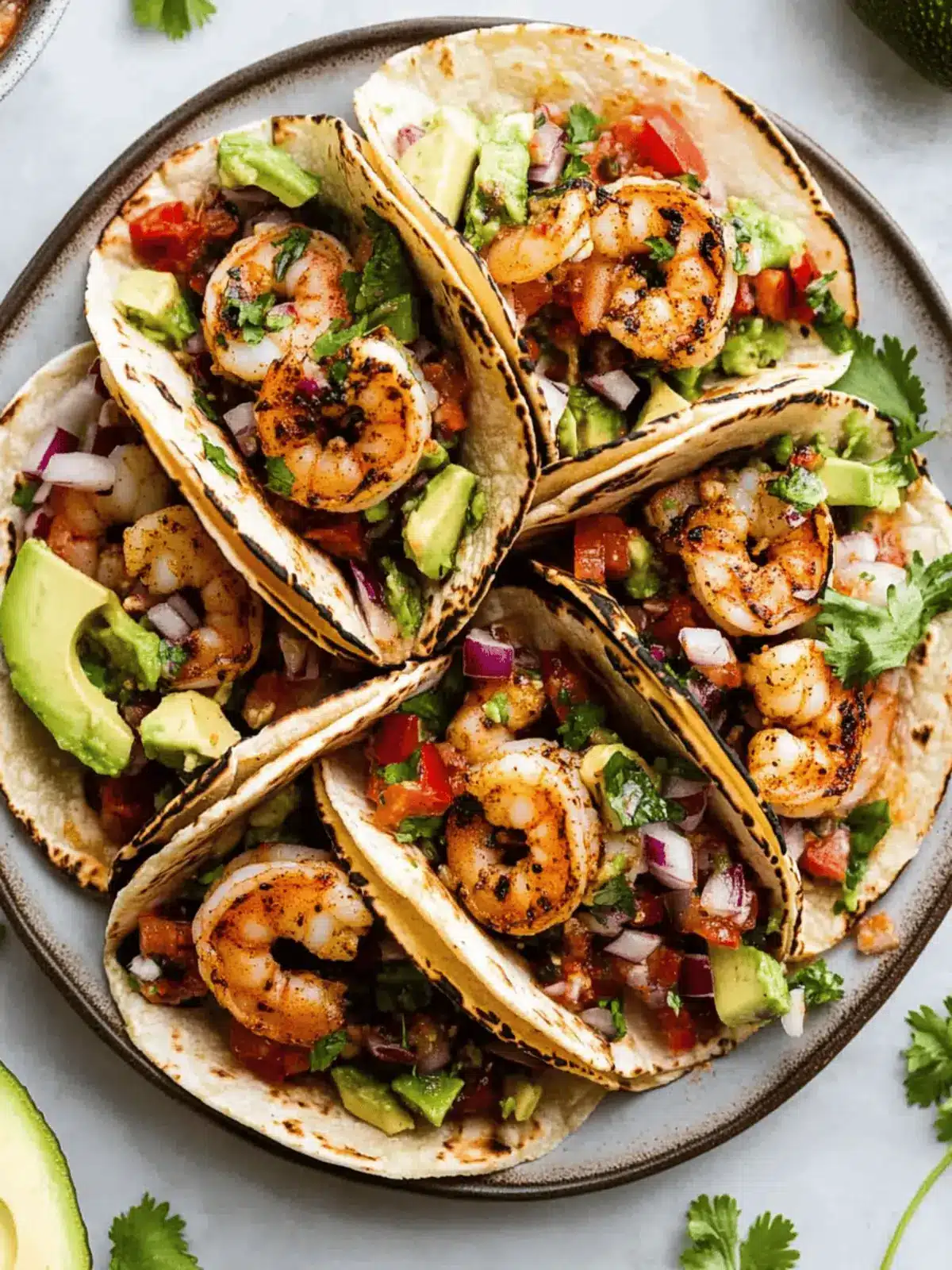 Blackened Cajun Shrimp Tacos with Avocado Salsa
