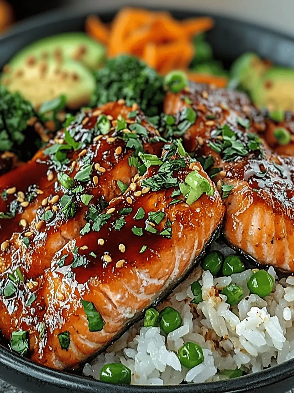 Spicy Honey Glazed Salmon Rice Bowl