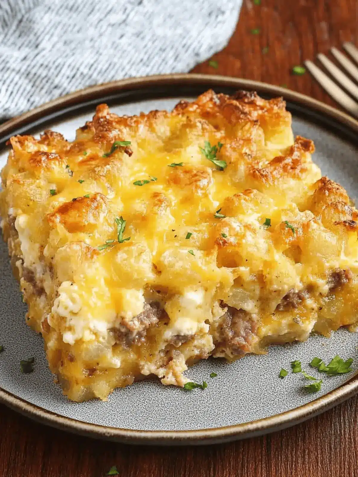 Tater Tot Breakfast Casserole with Sausage