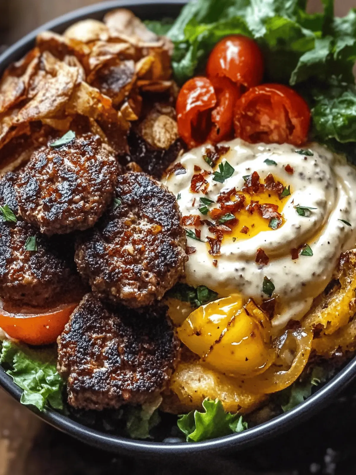 Burger Bowls with Caramelized Onion Aioli for Healthy Cravings 5 Burger Bowls with Caramelized Onion Aioli