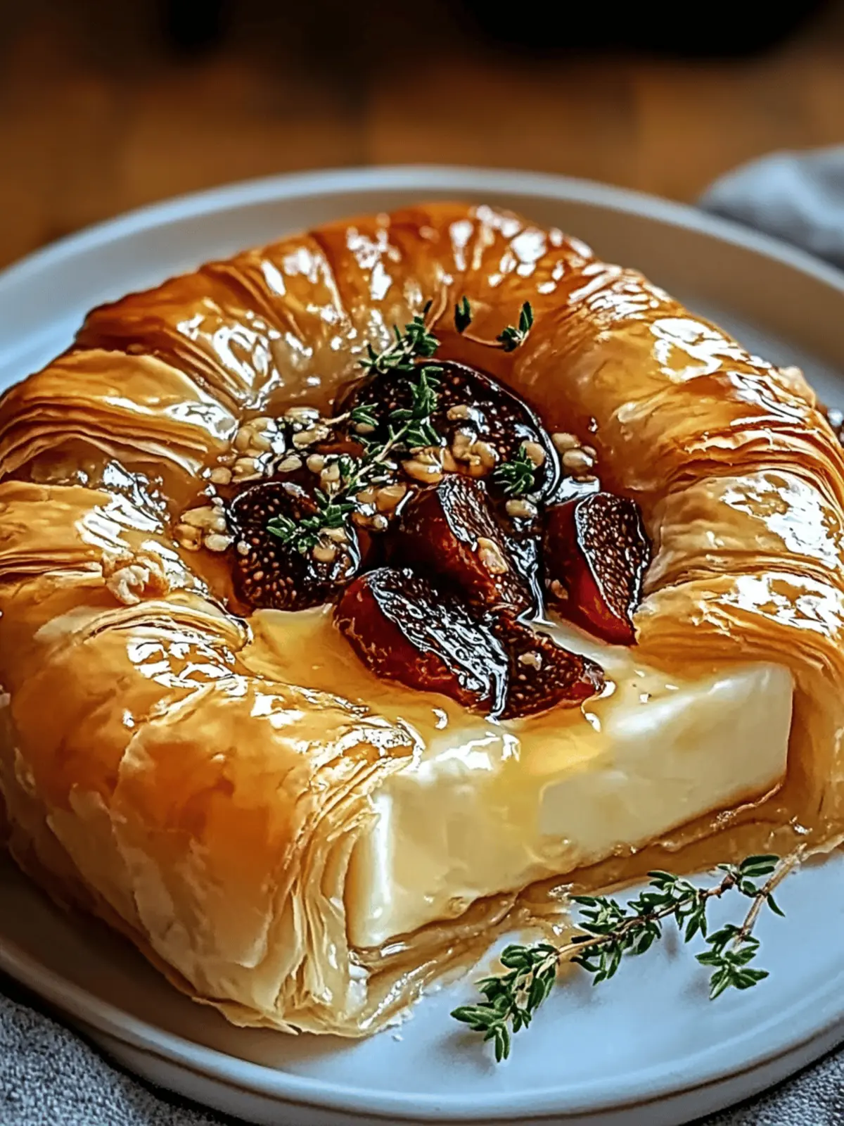 Baked Brie in Puff Pastry with Honey and Fig