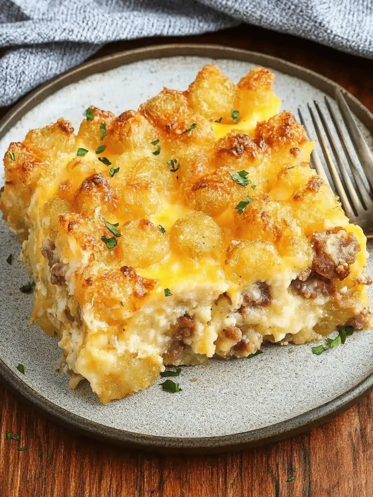 Tater Tot Breakfast Casserole with Sausage