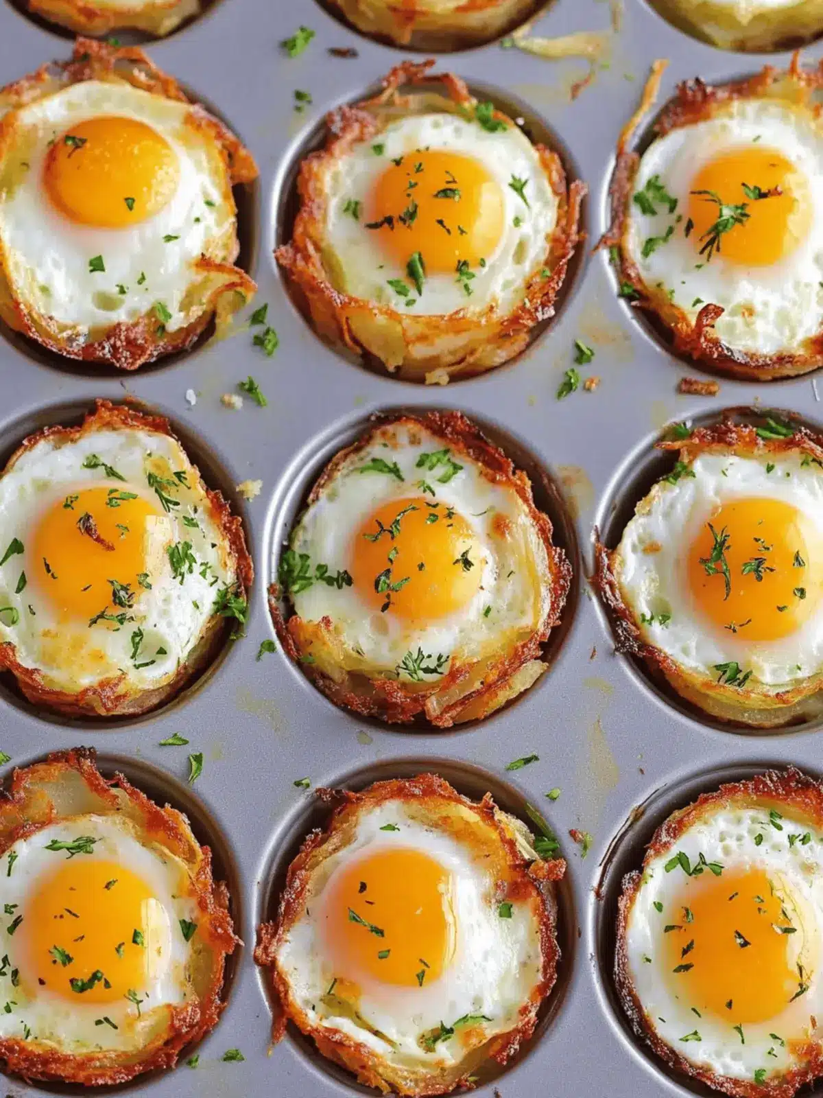 Cheesy Hash Brown Cups with Baked Eggs
