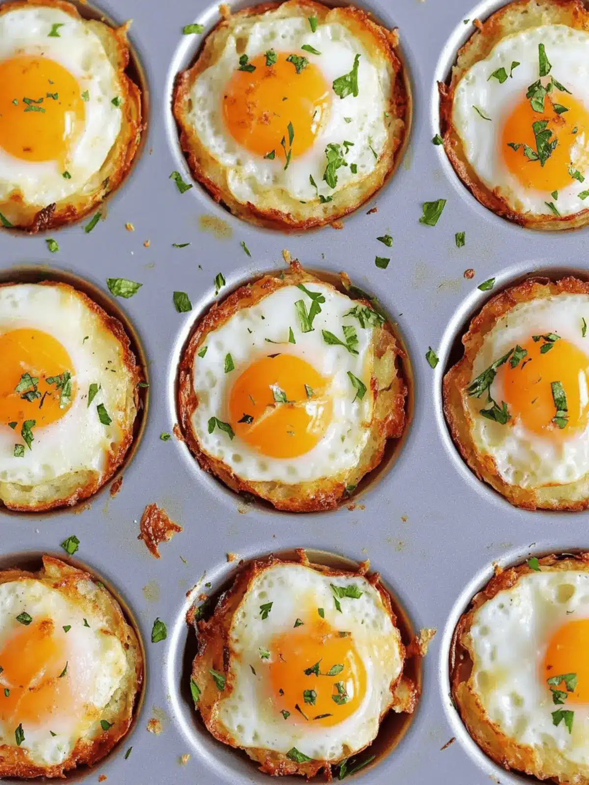 Cheesy Hash Brown Cups with Baked Eggs