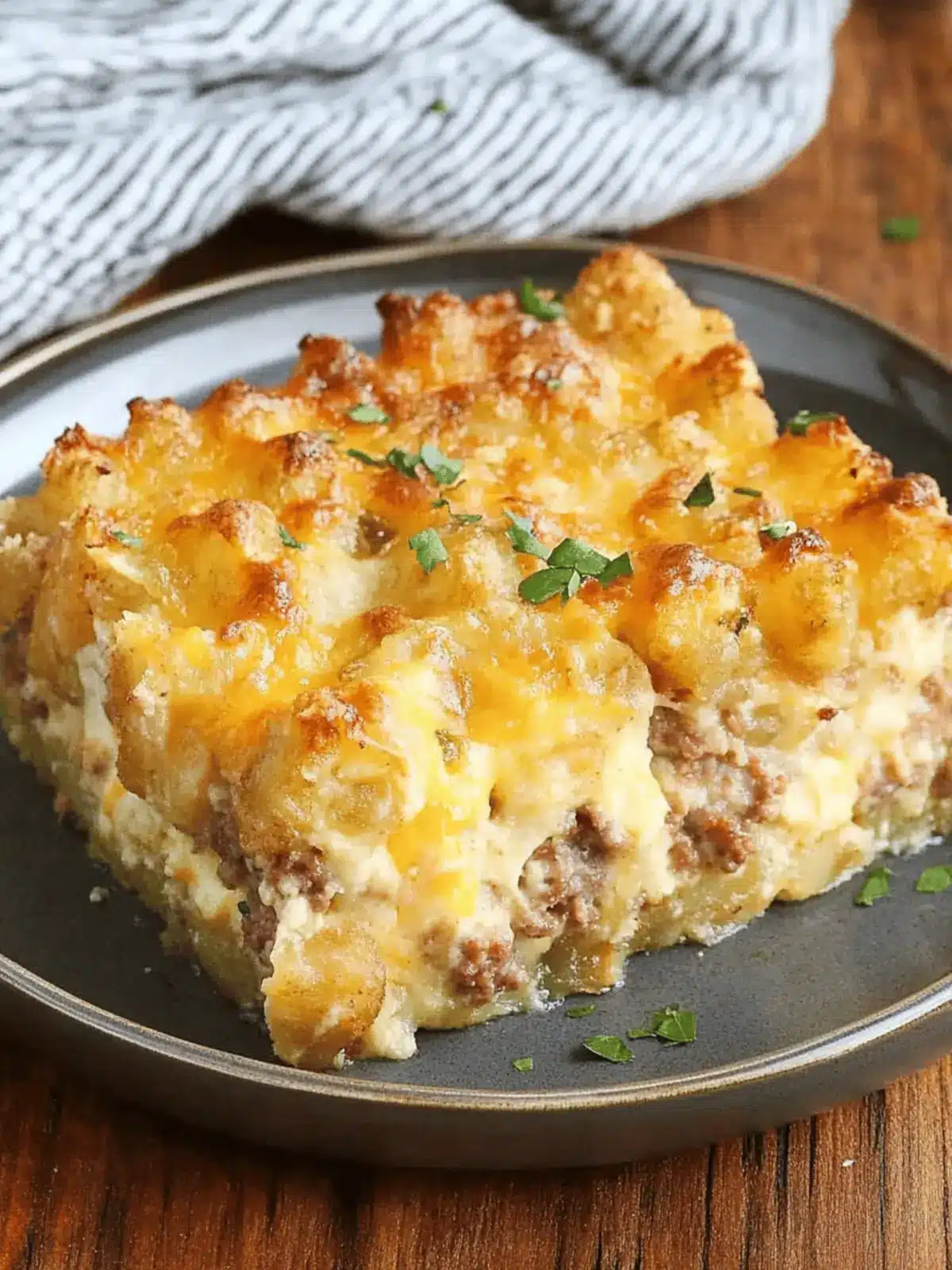 Tater Tot Breakfast Casserole with Sausage