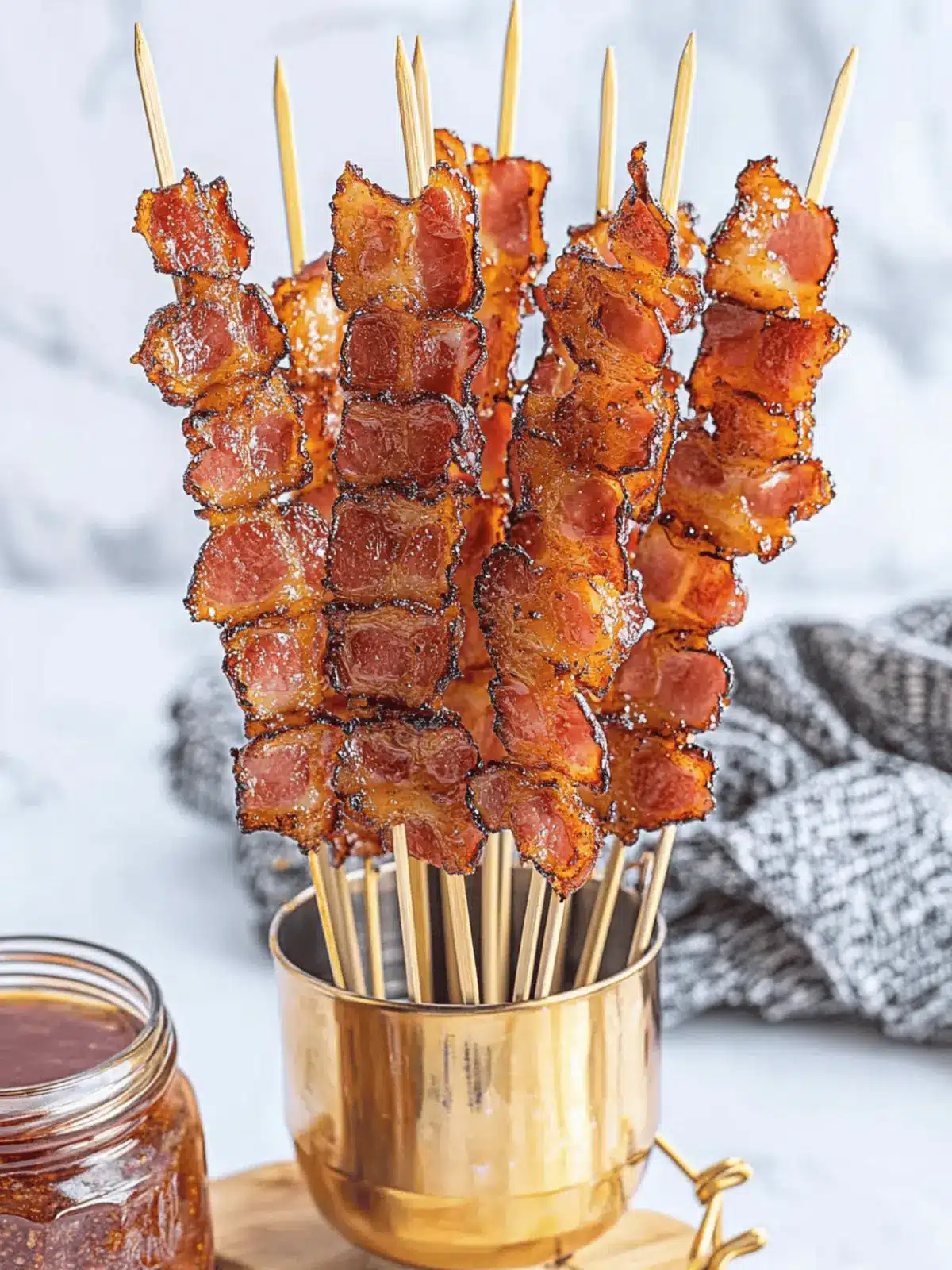 Brown Sugar Bourbon Candied Bacon Skewers