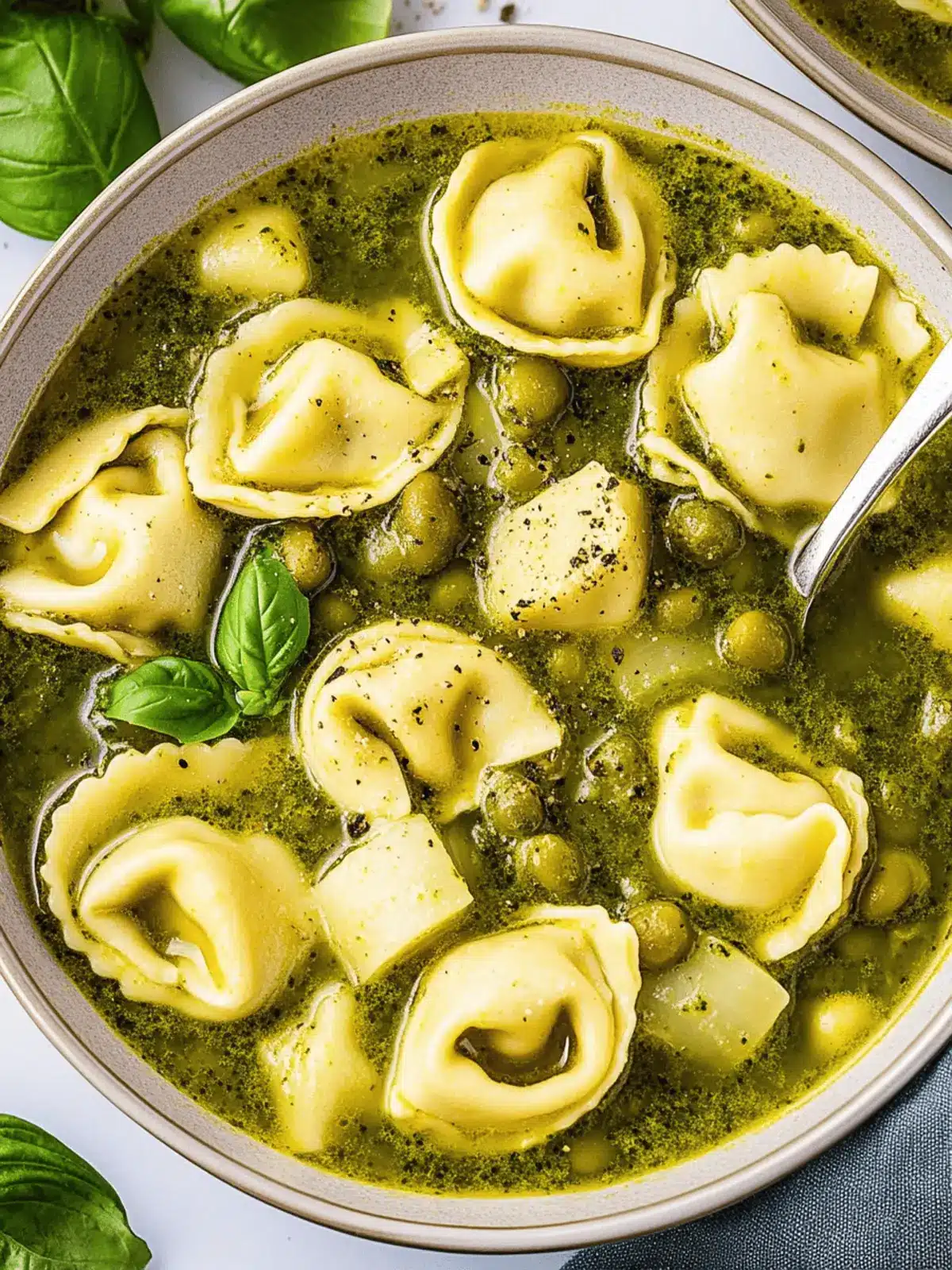 Pesto Tortellini Soup (Green Minestrone)