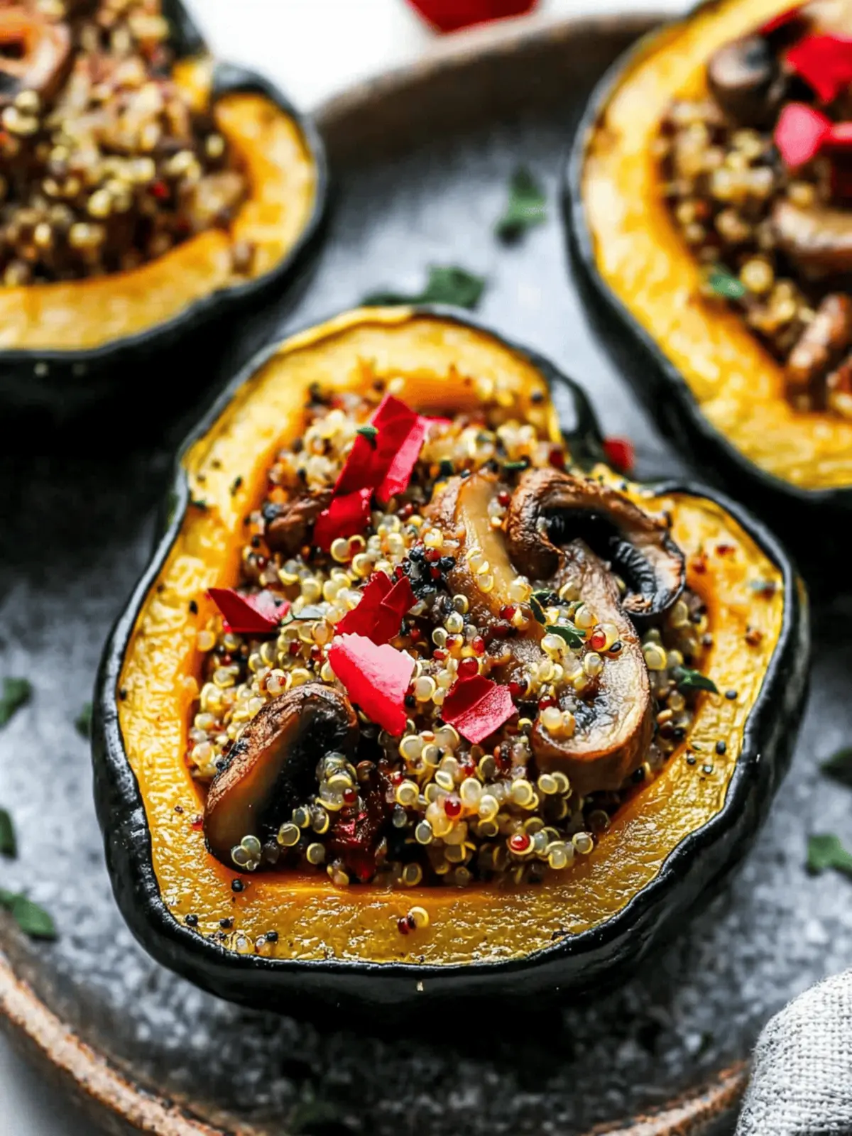 Mushroom and Quinoa Stuffed Acorn Squash