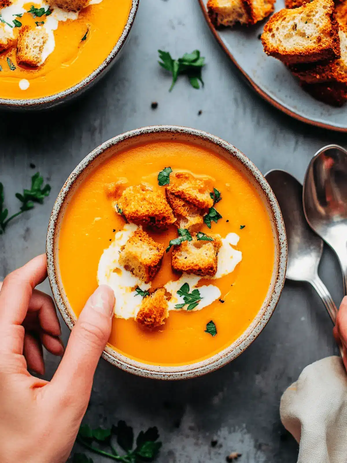 Pumpkin Soup with Croutons