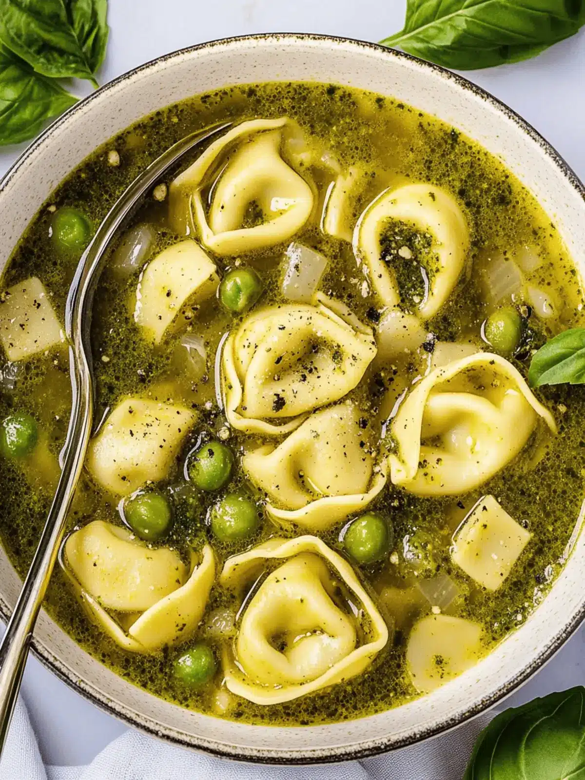 Pesto Tortellini Soup (Green Minestrone)