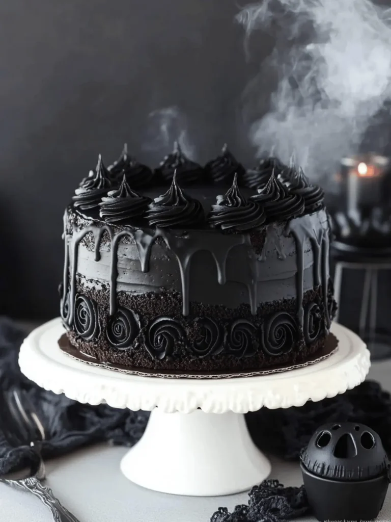Spooky Black Velvet Halloween Cake