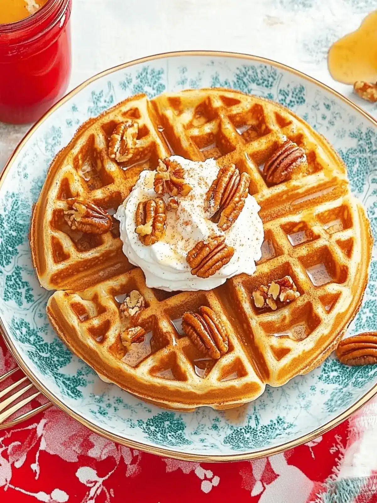 Cinnamon-Pecan Yeasted Waffles