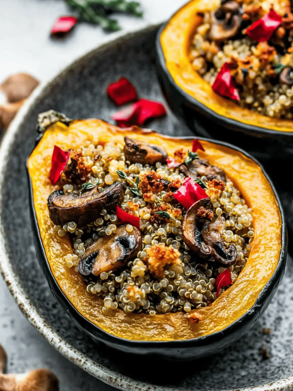 Mushroom and Quinoa Stuffed Acorn Squash