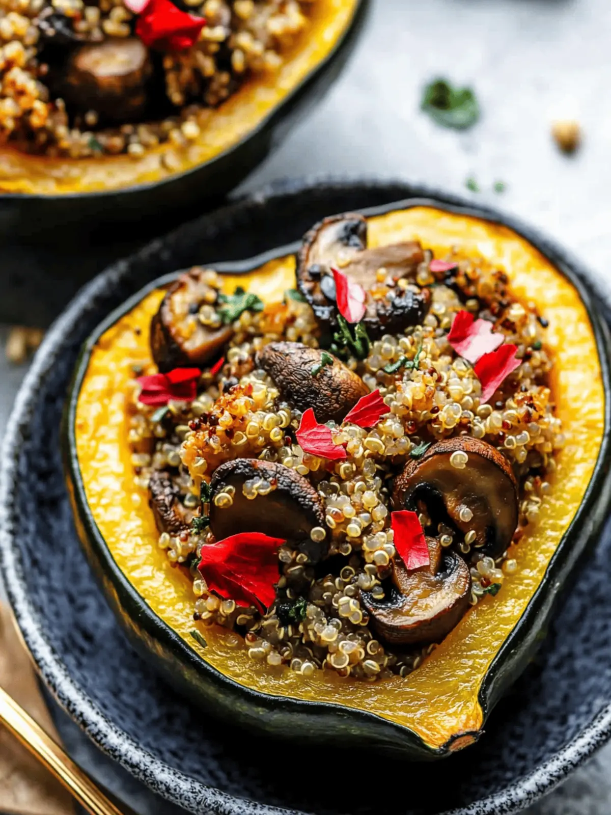 Mushroom and Quinoa Stuffed Acorn Squash