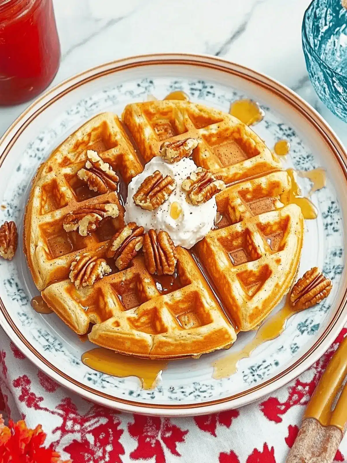 Cinnamon-Pecan Yeasted Waffles