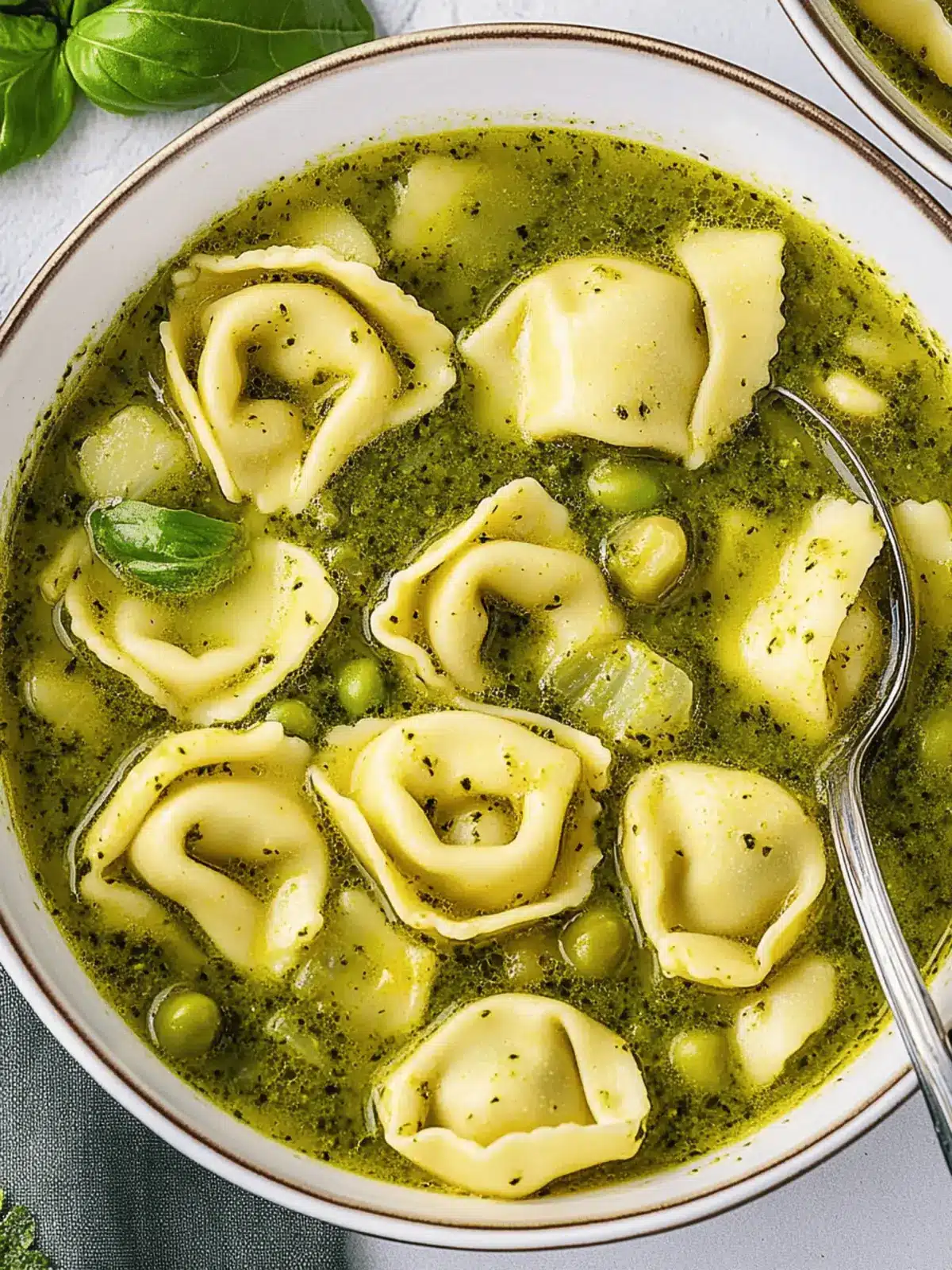 Pesto Tortellini Soup (Green Minestrone)